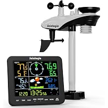 Sainlogic Wireless Home Weather Station with Rain Gauge and Wind Speed, Indoor Outdoor Temperature Humidity, Forecast, Moon Phase, Alarm Clock for Backyard Patio No WiFi