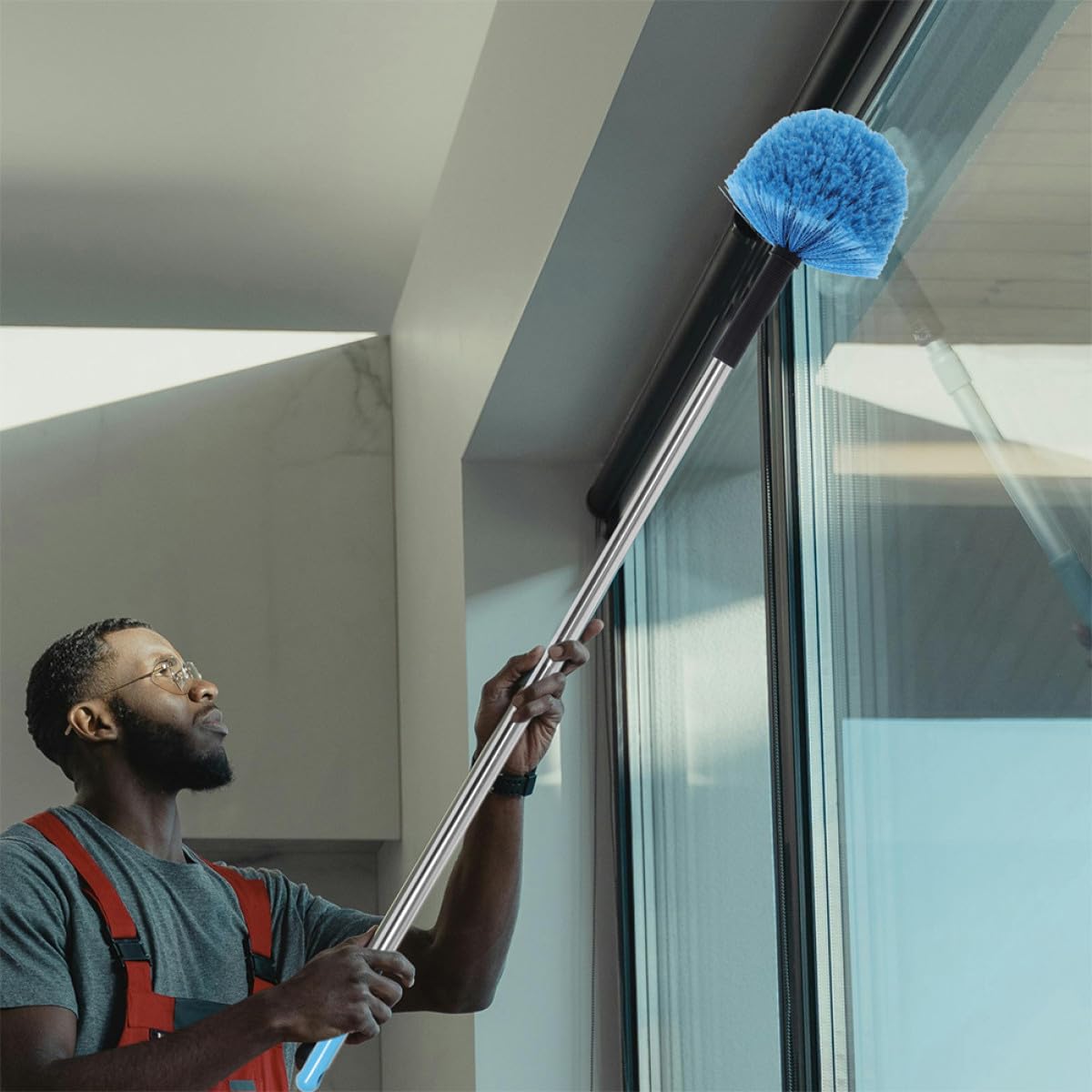 SHINEOFI Cepillo Quitatelarañas Esférico Azul 2 Unidades sin Poste para Limpieza de Techos Esquinas y Paredes Accesorio Ligero y Flexible para Uso Interior y Exterior Recambio para