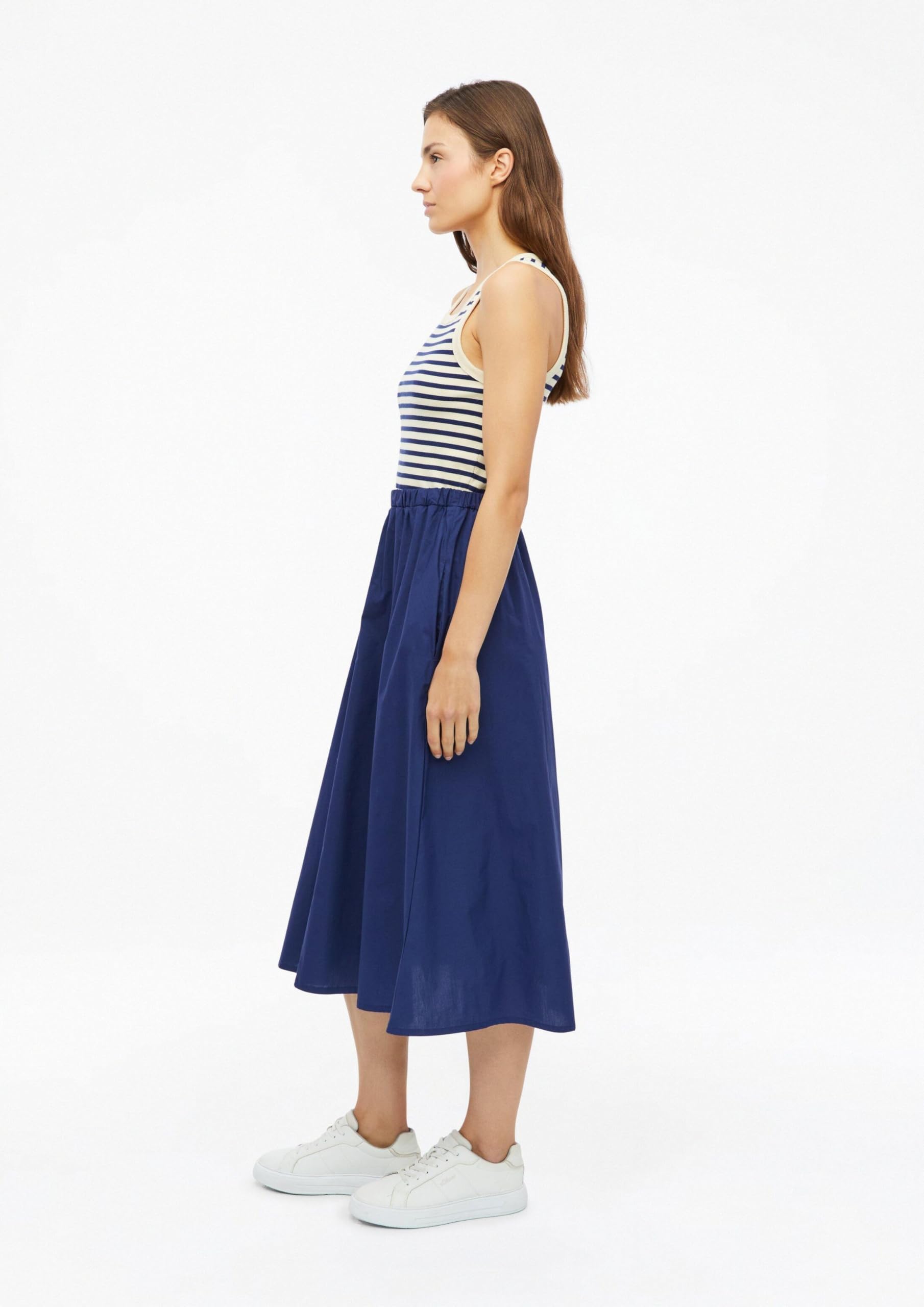 s.Oliver Damen Midi-Kleid – Regular Fit, ärmellos, Rundhalsausschnitt, Eingrifftaschen mit Elastikbund