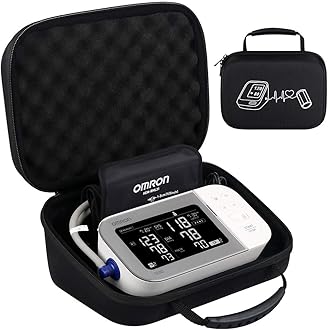 BOVKE Hard Carrying Case for OMRON Platinum BP5465 BP5450 / OMRON Gold BP5360 BP5350 Upper Arm Blood Pressure Monitor, Extra Room fits Upper Arm Cuff and AC Adapter, Black+Black (NOT for BP7450)