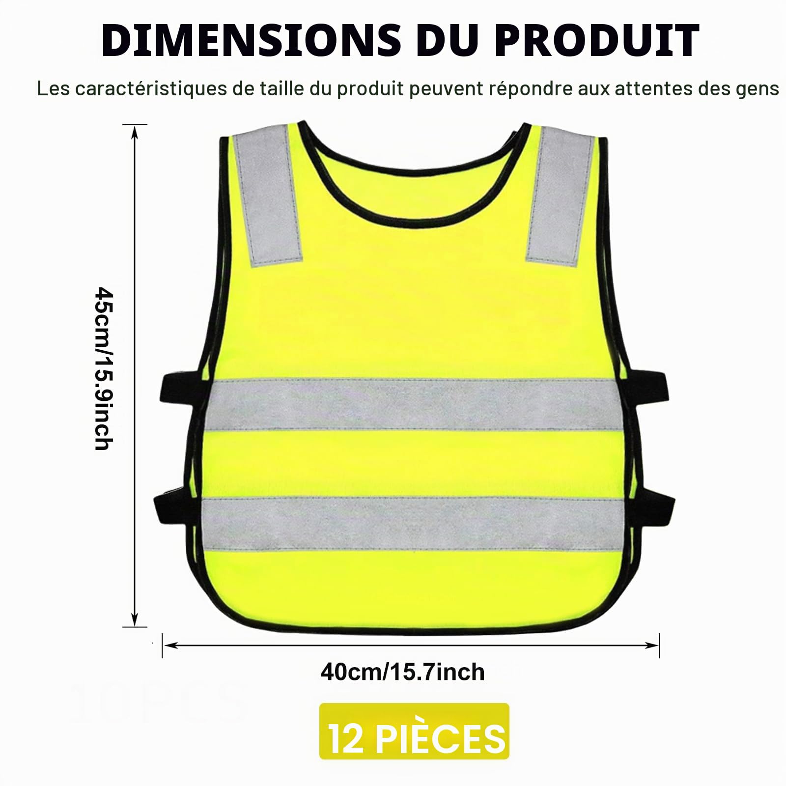 PORFOYO 12 Pièces Gilets de Sécurité Auto, Gilet de Sécurité Enfants, Gilet de Sécurité Enfants, Gilet de Sécurité Enfants, 40 * 45 cm Gilet Réfléchissant Enfants Pour Sport, Course à Pied, Vélo