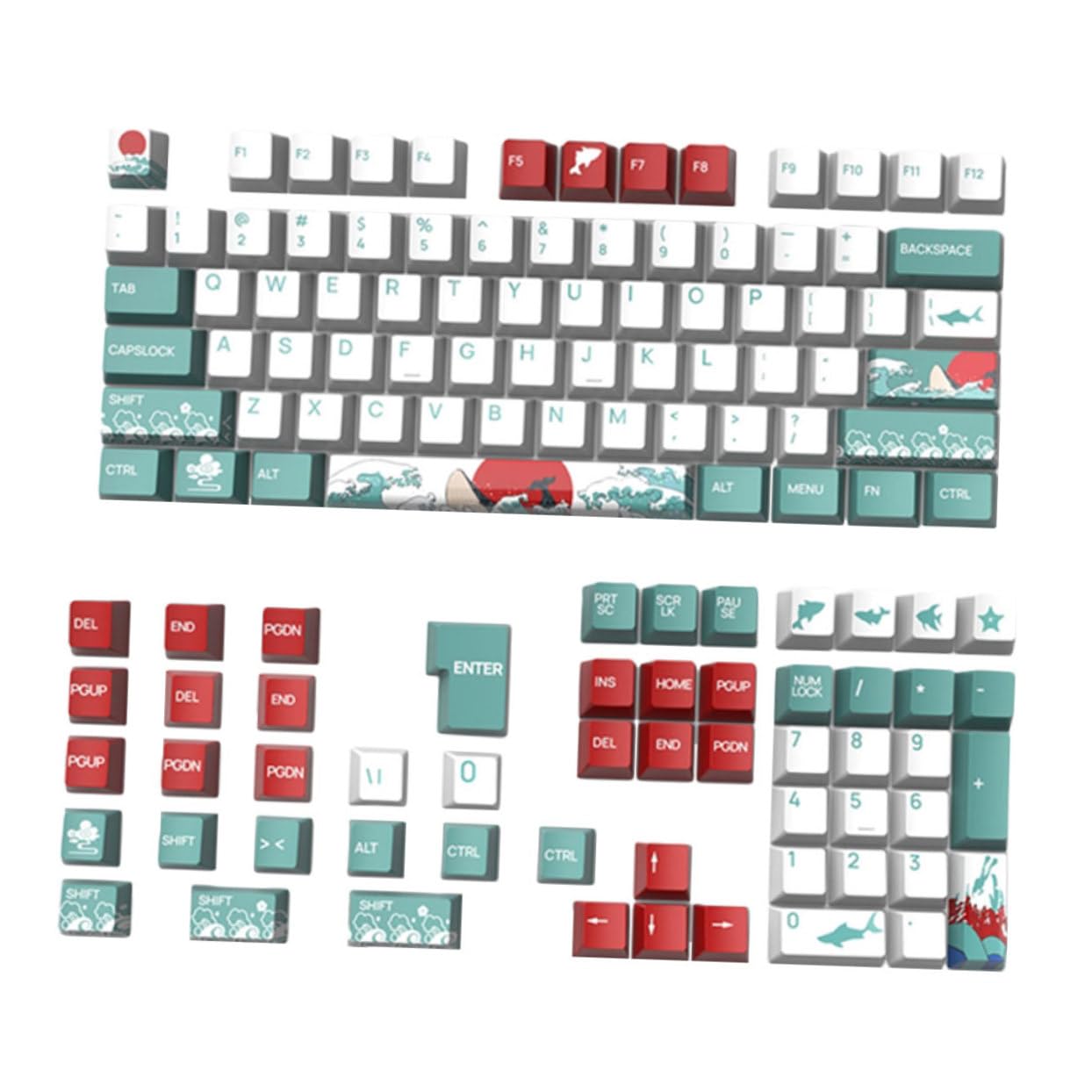 Set di Keycap per Tastiera Meccanica 129 Pezzi Pbt Tema Corallo