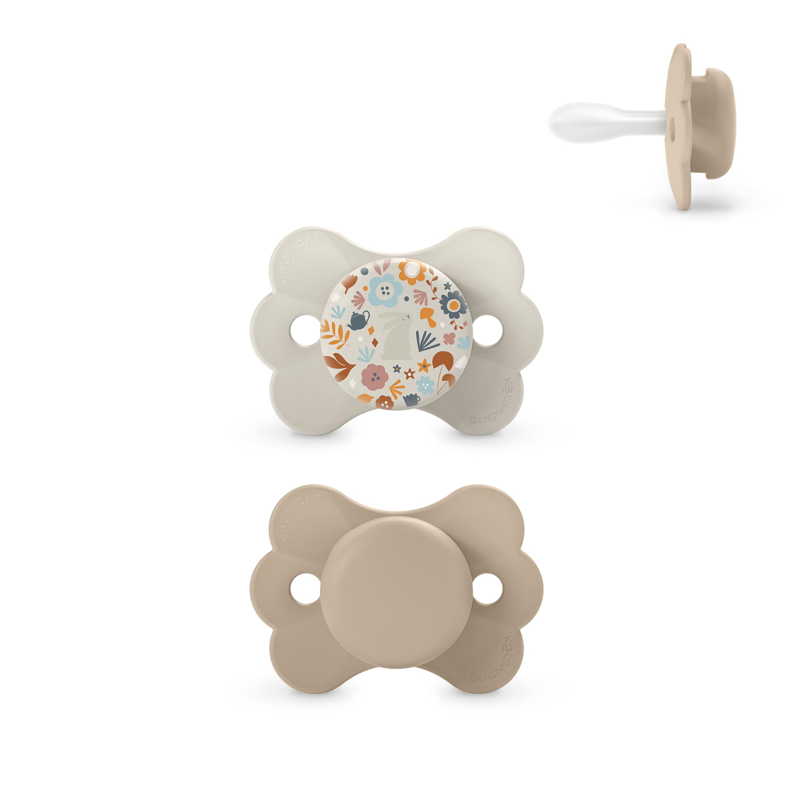 Suavinex, Pack 2 Chupetes con Tetina Fisiológica de Silicona SX Pro, Tetina Simétrica, Plana y Flexible, Bebés 0/6 Meses y Recién Nacidos, Respeta el Desarrollo Bucodental, Wonderland Azul/Beige — view 13