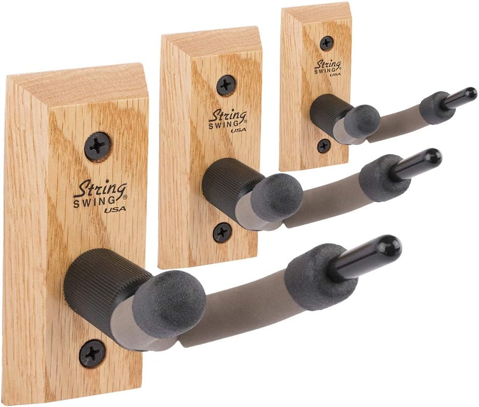 String Swing Violin Hanger Wooden Wall Mount for Home & Studio CC01V-O Hardwood Oak (3 Pack)