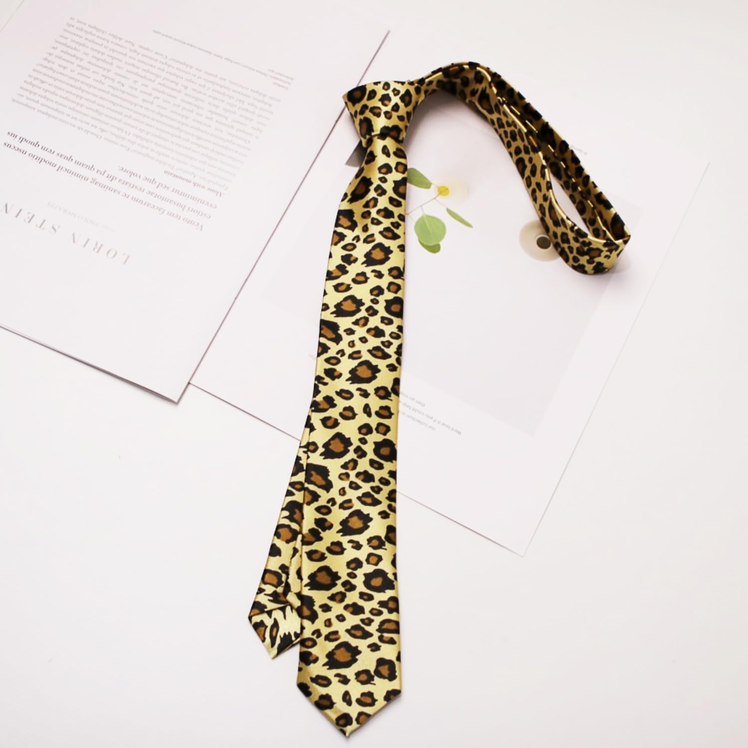 MEISH Anime Nanami Kento Cosplay Tie Leopard Print Necktie Anime Cosplay Prop Accessories Yellow Green Accessories for Halloween Cosplay Party - Image 3