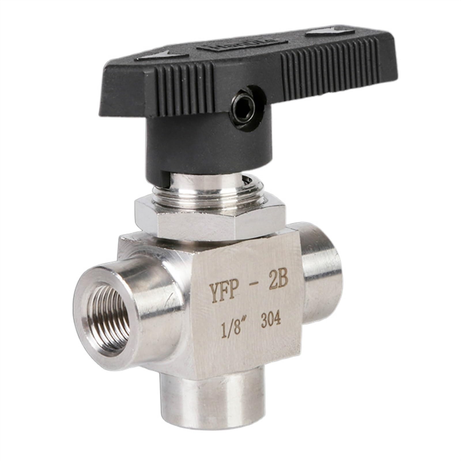 válvula solenoide Válvula de bola de 3 vías de panel de alta presión Válvula de bola de tres vías rosca hembra de acero inoxidable tipo L(DN15)