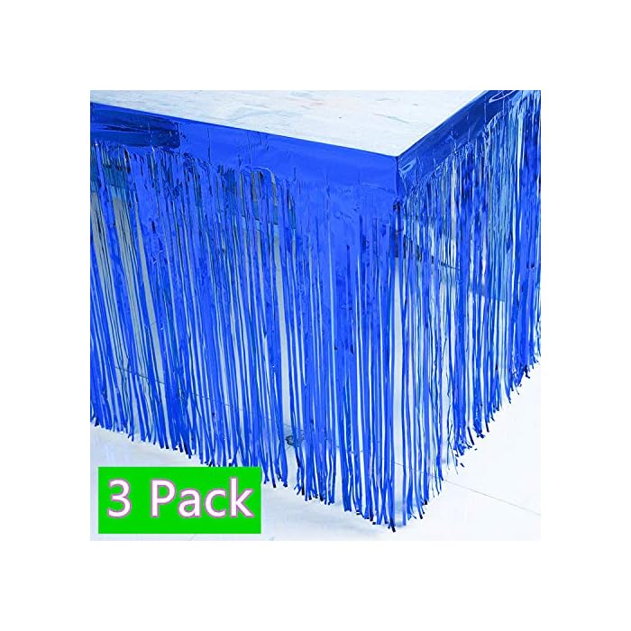 Buy 3 Pack Royal Blue Metallic Foil Fringe Table Skirt 29x108Inch