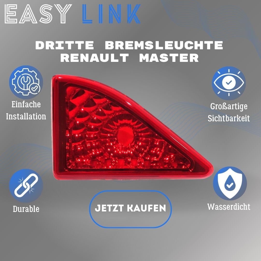 Terza Luce di Freno Stop Fanale Posteriore Compatibile con Renault Master Opel Movano Nissan NV 400 Interstar Vauxhall Movano 265900021R