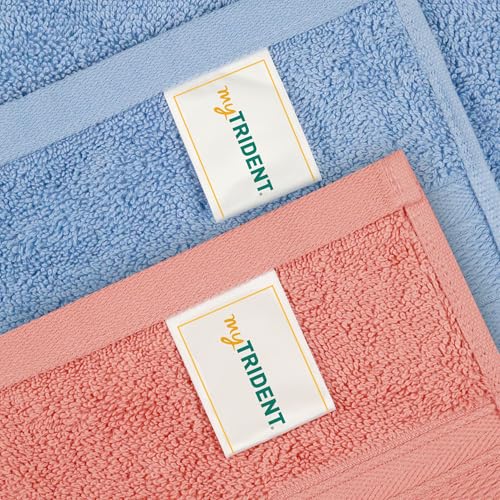 Image of MYTRIDENT Soft Comfort Air Rich Towel 100% Cotton Hand Towel for Daily use, 500 GSM Highly Absorbent Towels for Men /Women, 4Pc Hand Towel Set (41 cm X 66 cm), Allure and Coral Haze