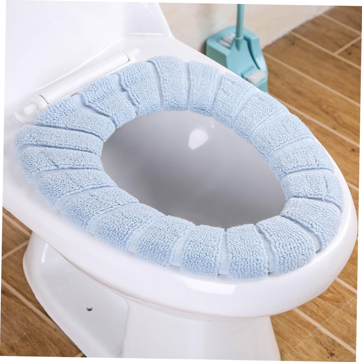 Garneck 2pcs Warm Thickened O-Shaped Toilet Seat Pads Stretchable Washable Cover for Universal Seats