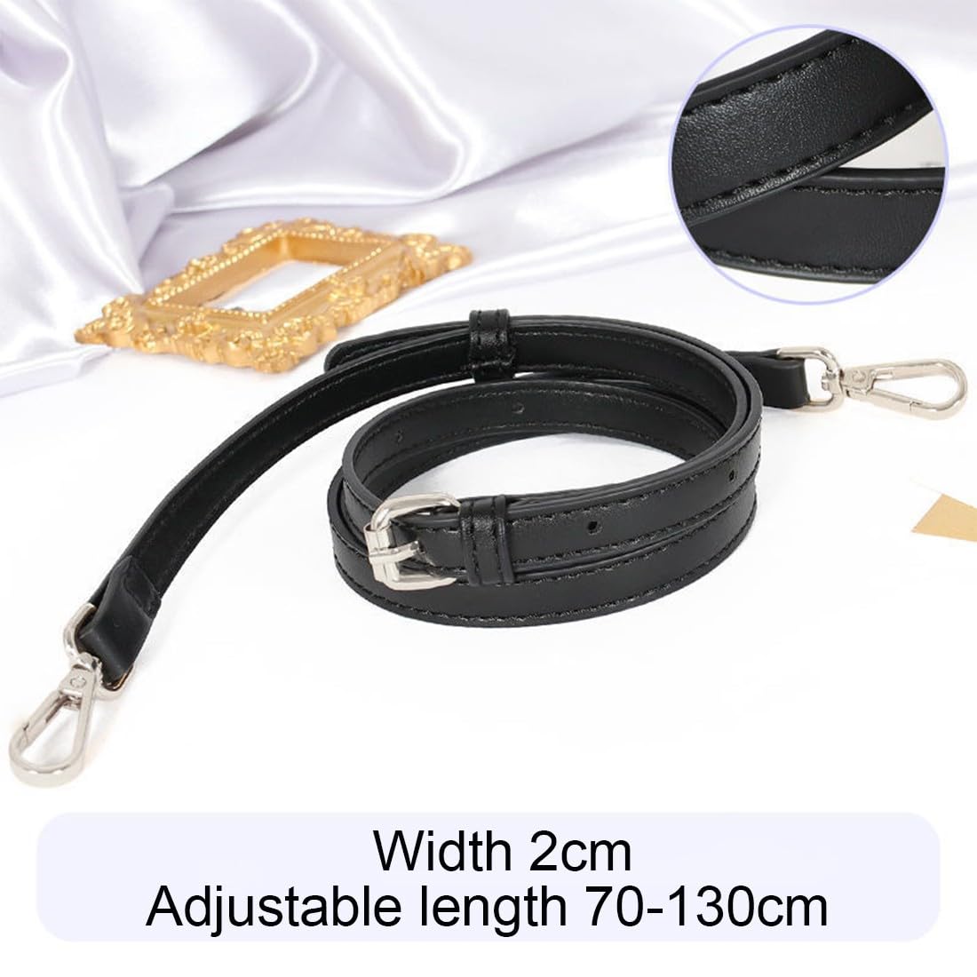 Verstellbarer Schultergurt Für Taschen – Lederoptik, Schwarz, 70-130 Cm Einstellbar