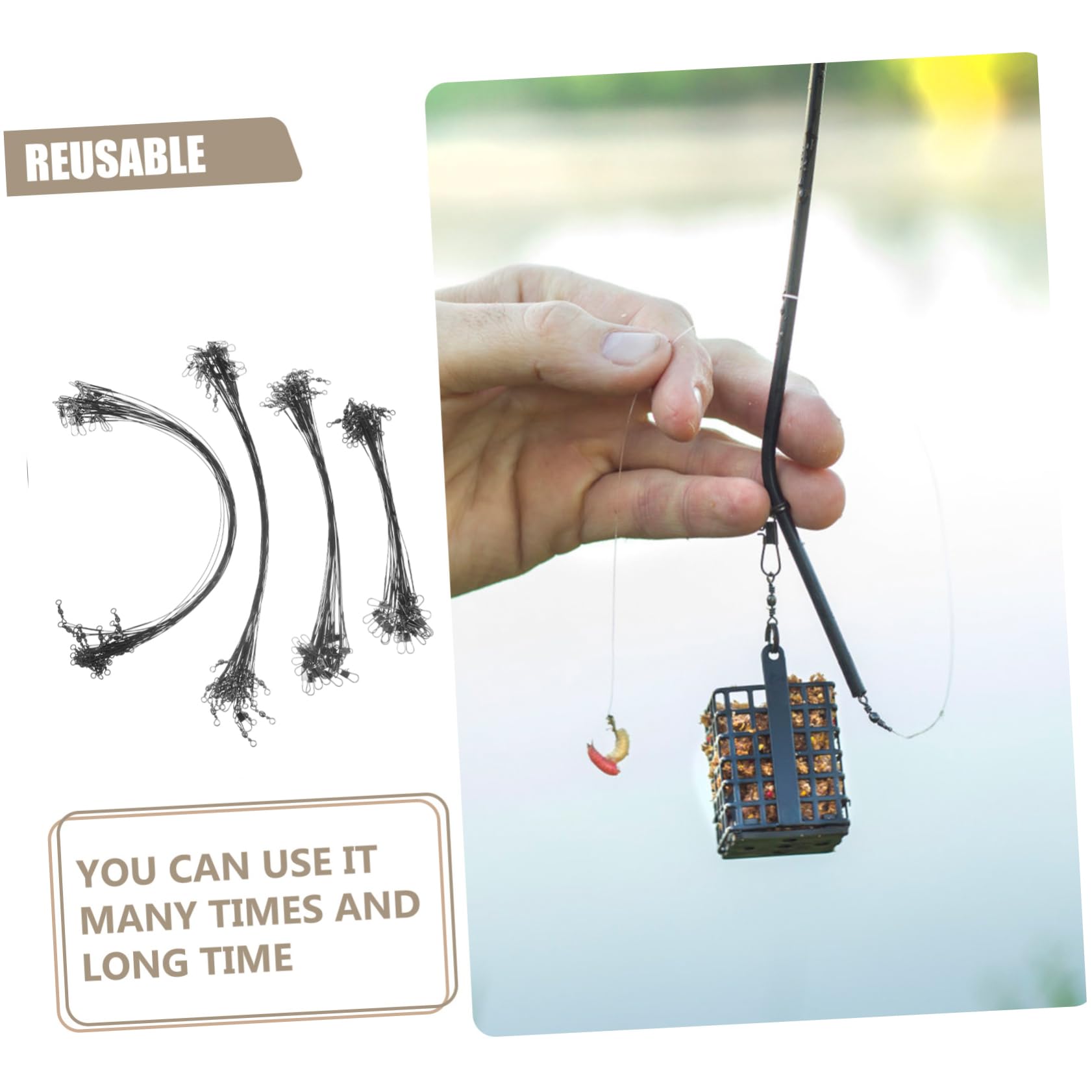 BCOATH Sea Fishing Line Wire Leaders 100pcs Bass Trout Carp Portable Easy to Use