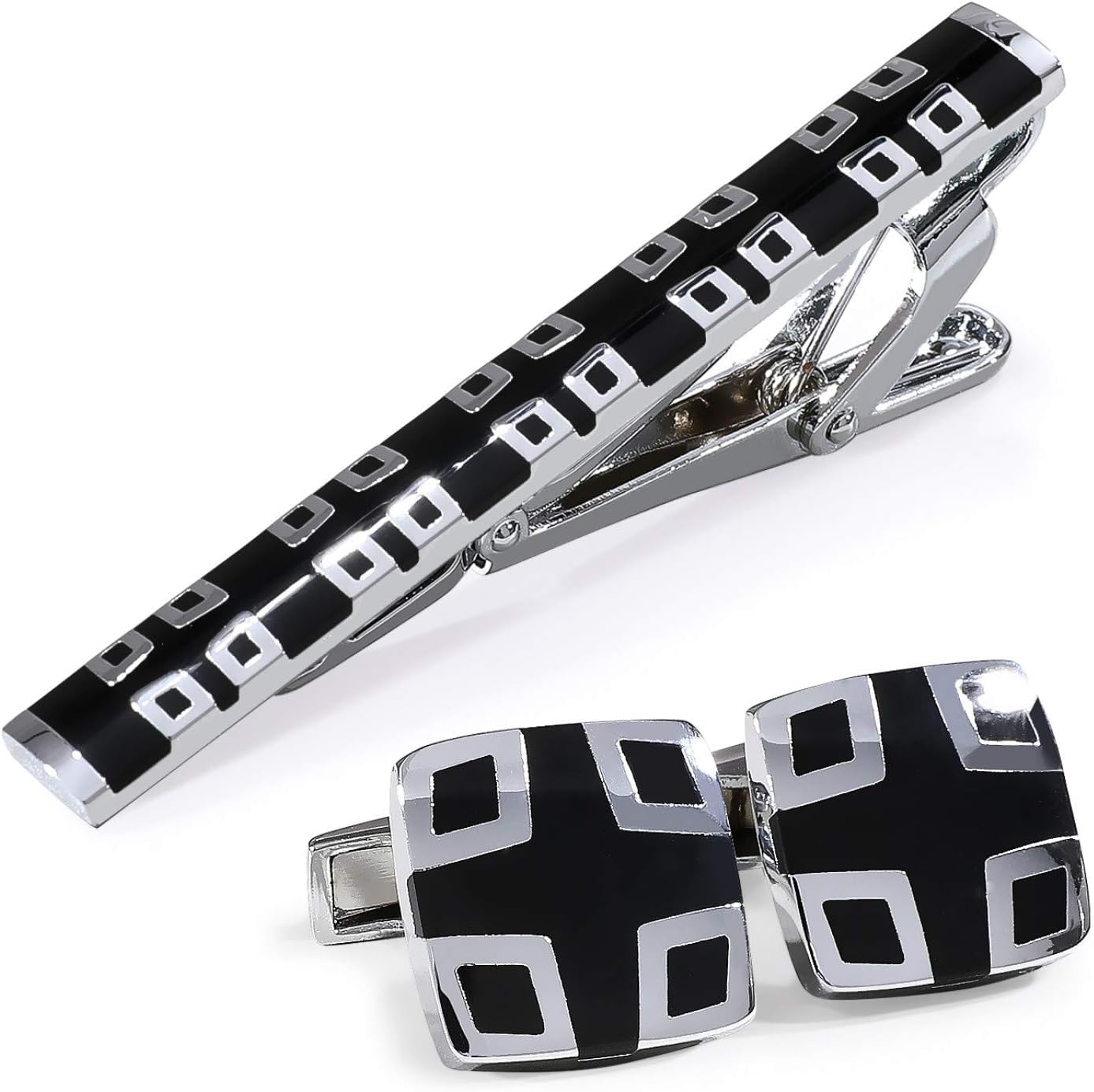 Krawattenklammer for Herren, Geschenke for Männer, Bekleidungsaccessoires, Manschettenknöpfe mit königsblauen Strasssteinen. Gute Krawattenklammer for Krawattennadeln for Männer. Krawattenklammer-Set