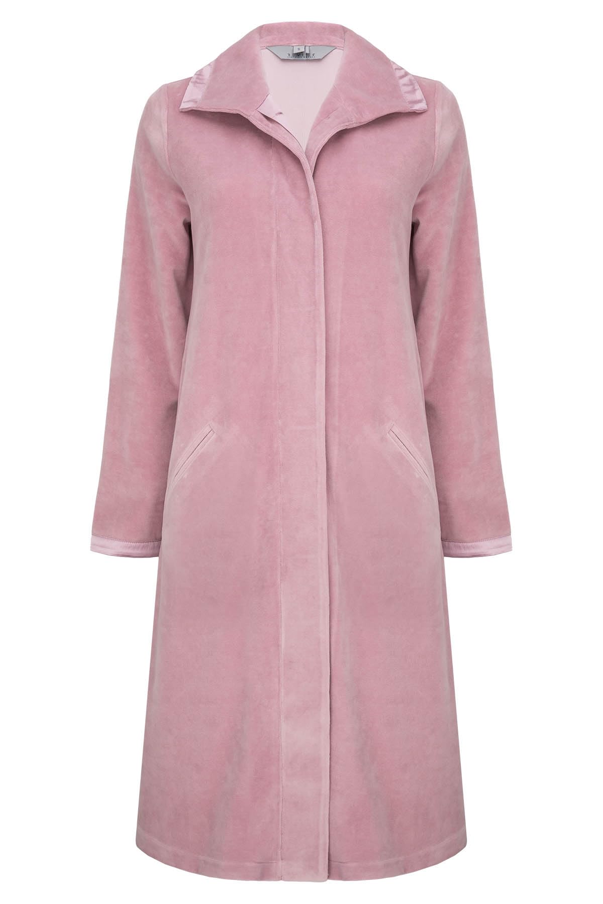 Revise RE-647 Peignoir à boutons pour femme en velours de coton chaud et long avec poches