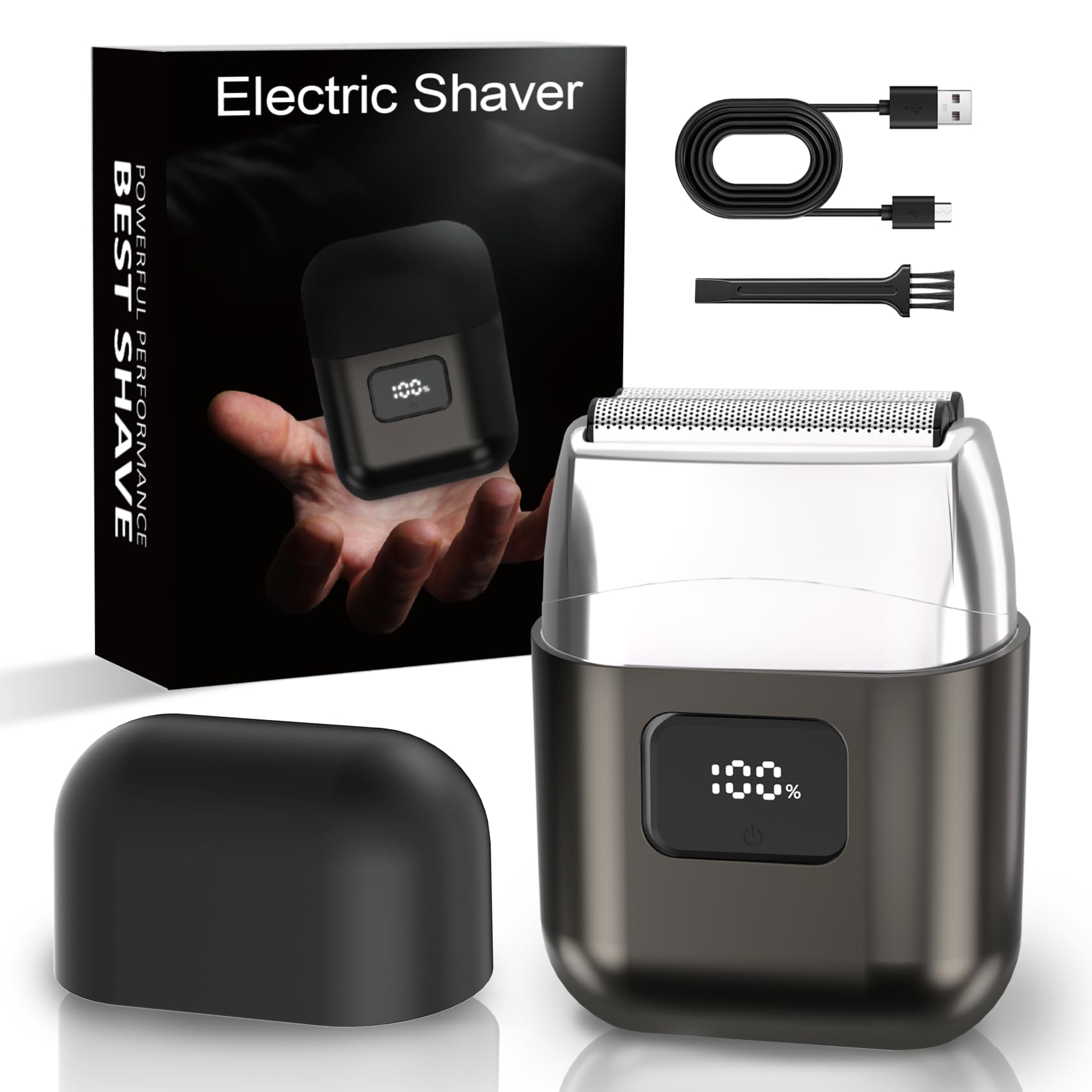 Electric Foil Shavers for Men: Mini Electric Razor with 3 Floating Blades, LED Display, Dual Speed - IPX7 Waterproof Wet/Dry Cordless Razor, USB Fast Charging, Travel Lock