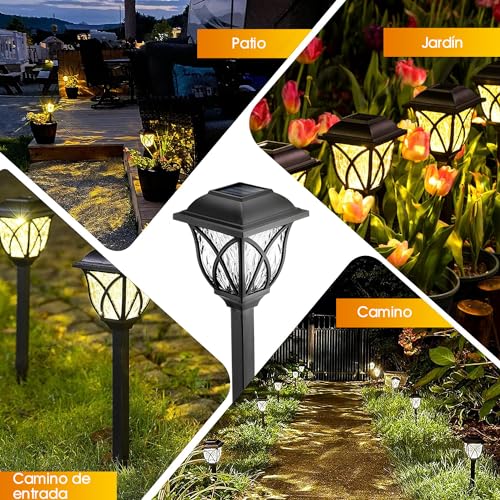 Image of BYCRAY 6 Pack Solar Garden Pathway Lights, Solar Garden Lights, Waterproof Auto On /Off, Solar LED Lights for Garden, Patio, Pathway, Walkway (Warm White)