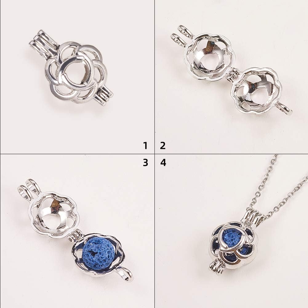PH PandaHall 12pcs 6 Shapes Hollow Cage Charm - Image 5