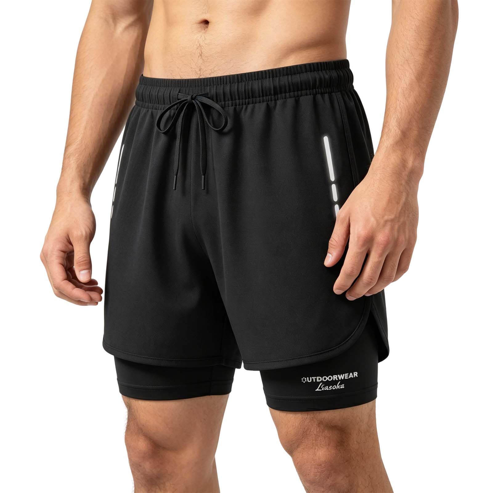 Daelesr Bañador Hombre, Bañador Natacion Hombre, Pantalones Cortos de Natación 2 en 1, Shorts de Secado Rápido Bañadores Corto para Playa Navegar