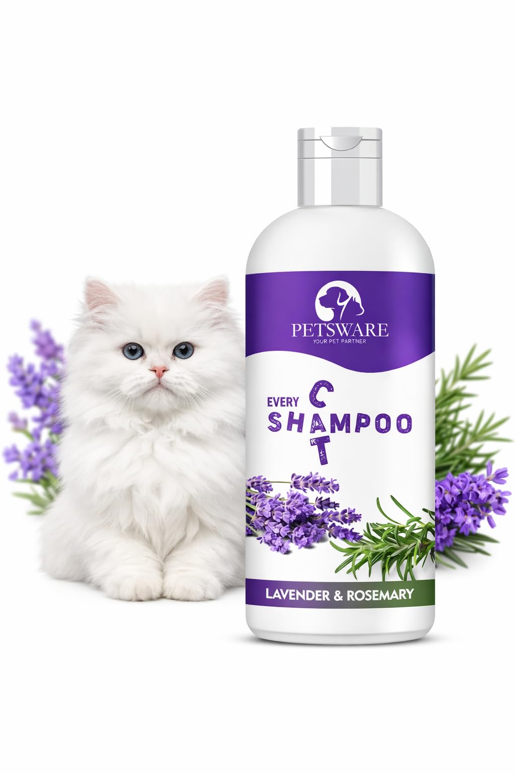 Persian Cat & All Cat Types 5 in 1 Shampoo with Conditioner | Anti-fungal, Flea and Tick, Conditioning, Anti-Bacterial, Lavender 200 ML