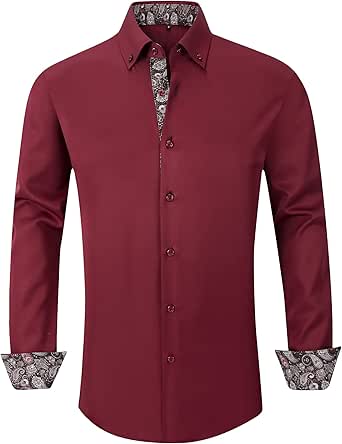 Amazon.com: Mens Dress Shirts Regular Fit Long Sleeve Stretch Business ...