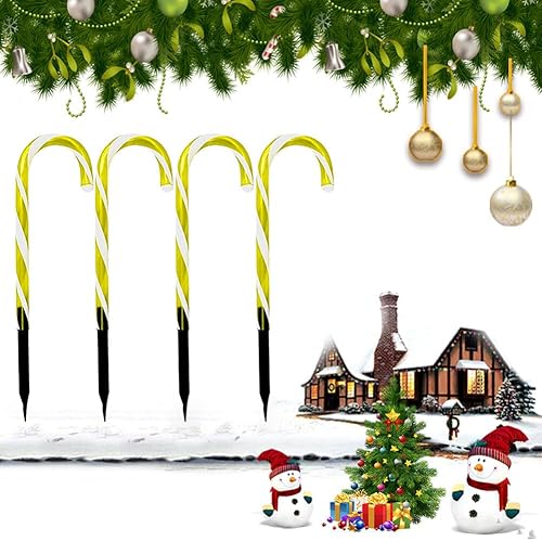 Miniatura 7 de ikasus 4 luces LED de bastón de caramelo de Navidad con control remoto de batería de 14.5 pulgadas, marcadores de camino de caramelo de Navidad,