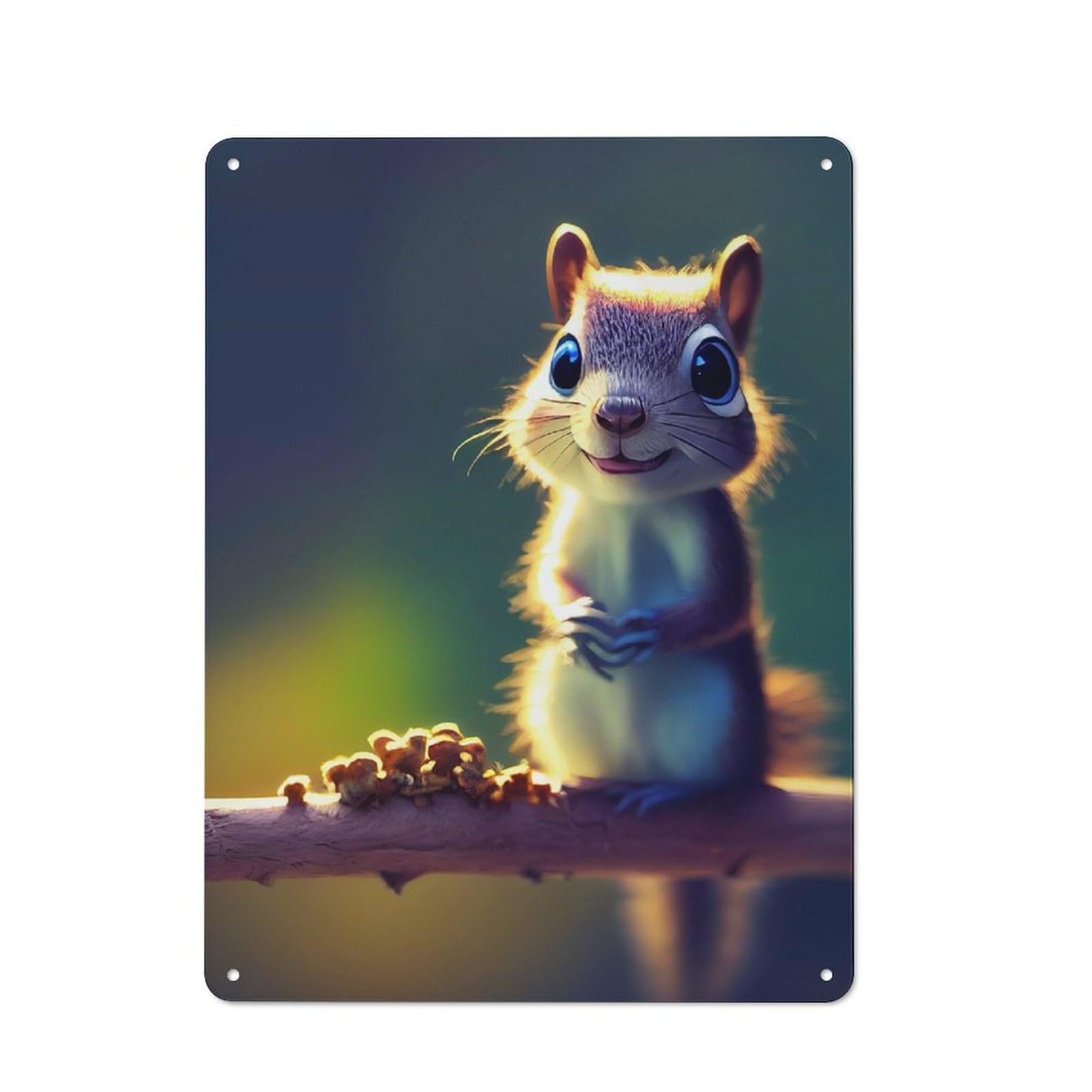 Junmoney Style-15 Adorable Squirrel 1 Tin Sign 40X30cm For Living Room Wall, Rustic Wall Decor, For Living Room Decor Lovers