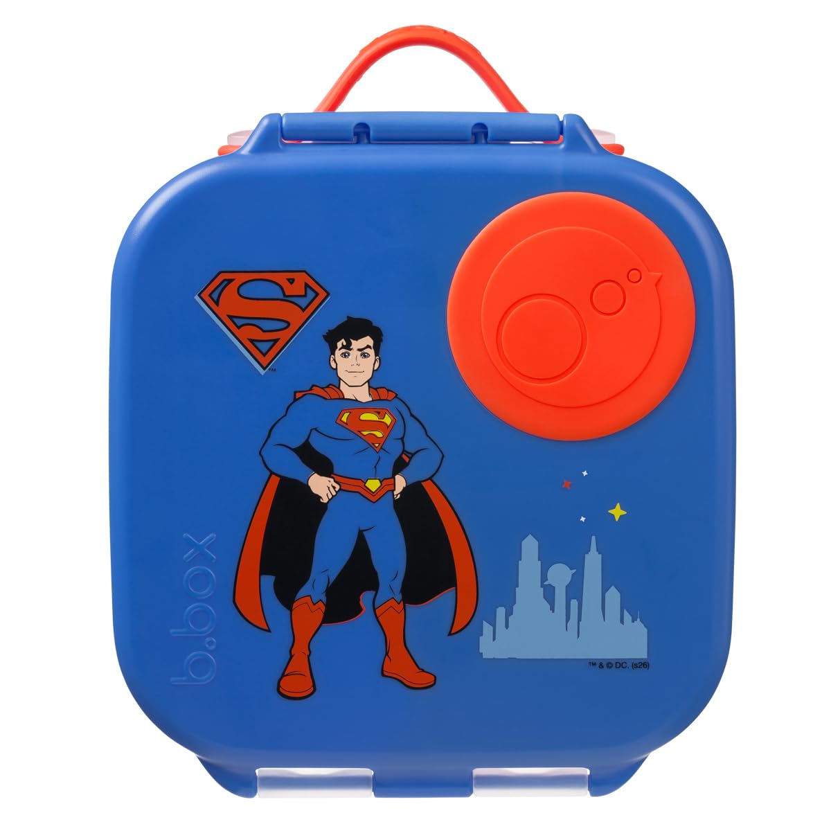 b.box Superman Mini Lunchbox | Bento Box with 3 Compartments (2 Leakproof) | Ideal for Toddlers, Kids Lunch & Snacks | Fits Whole Piece of Fruit | BPA Free