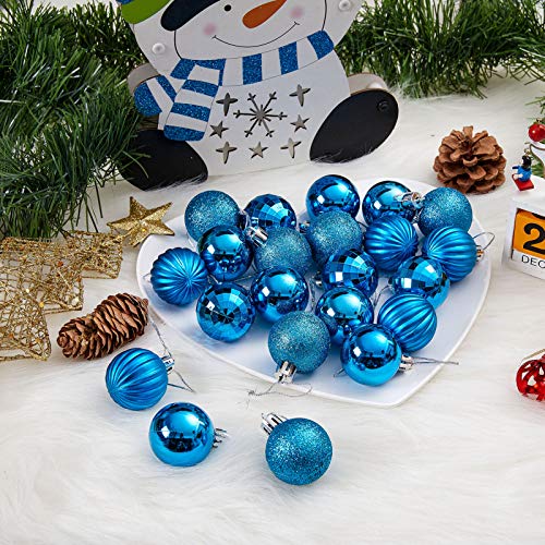 34Ct Small Christmas Ball Ornaments Shatterproof Christmas Hanging Tree Decorative Balls For Party Holiday Wedding Decor Blue, 1.57",40Mm #TOP2