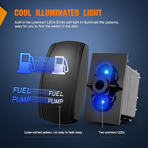 Miniatura 4 de Nilight Luces de marcha atrás, interruptores basculantes, interruptor de barra de luz LED, interruptor láser de 5 pines, encendido y apagado,