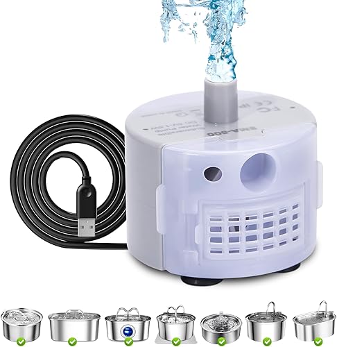 Bomba de fuente de agua para gatos, bomba de repuesto para fuente de agua de mascotas de acero inoxidable, bomba de fuente para mascotas para