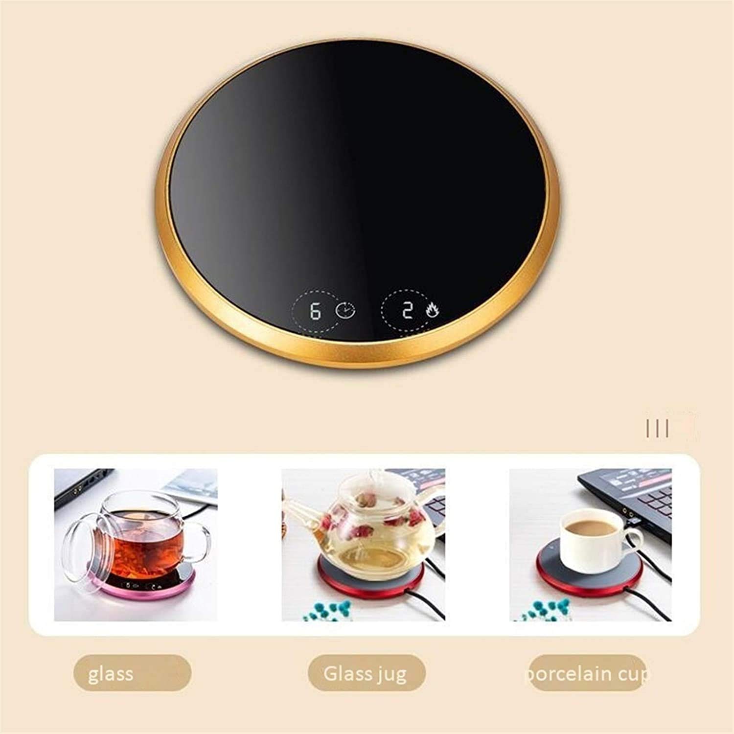 Calentador de taza de café USB for escritorio con interruptor de pantalla táctil, taza de café más caliente for uso doméstico de oficina, 2 configuraciones de temperatura y sincronización inteli