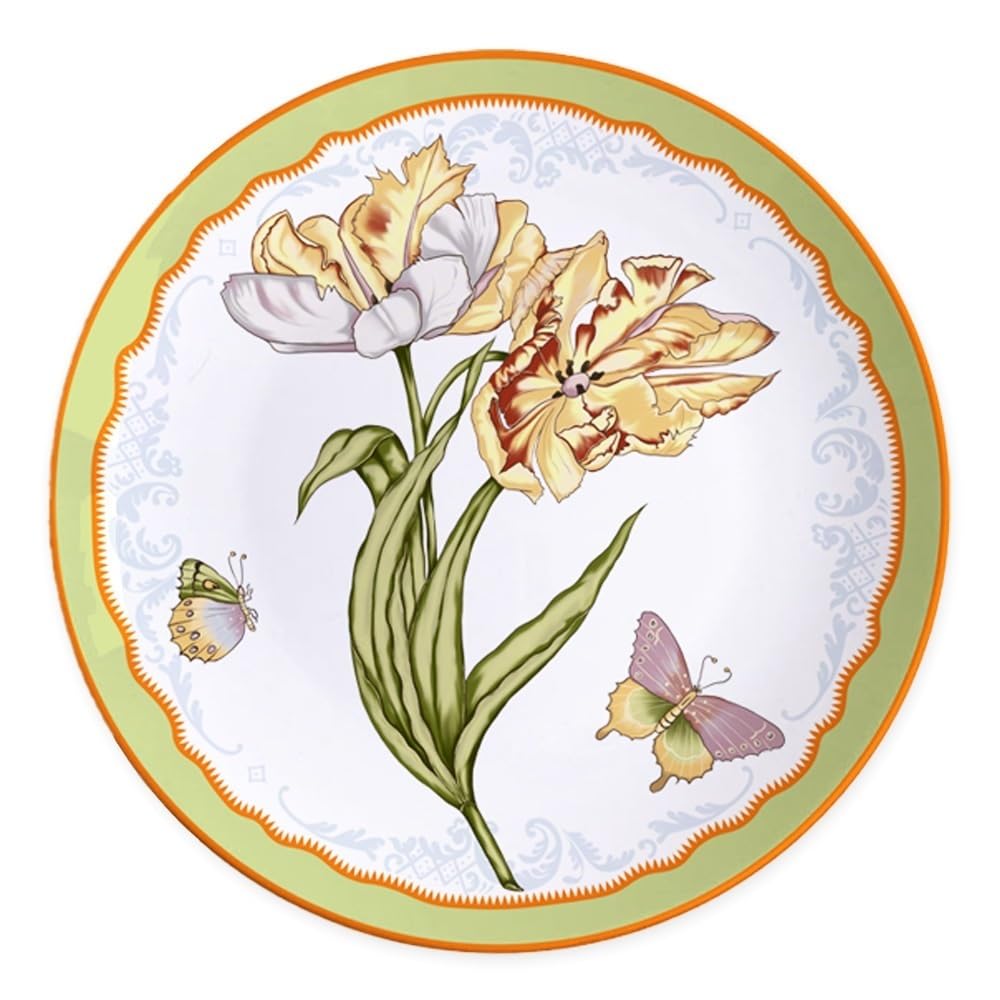 Talerze obiadowe porcelana kostna zastawa stołowa orchidea dzwonek kwiat trawa marszczona krawędź danie główne wesele uroczystość blat dekoracyjny talerz na poduszkę 4 szt. zestaw artykuły