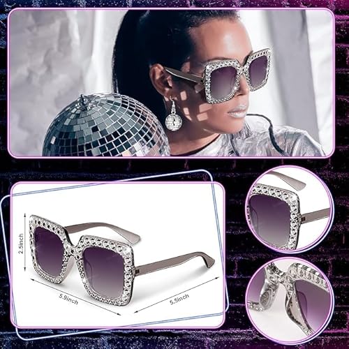 5pcs Discokugel Deko,Disco Ohrringe,Discokugel Ohrringe,Discokugel Haarreif Brille,70er Jahre Disco Party Zubehör Damenbekleidung Disco Ball Ohrringe, Kopfbedeckungen Ringe Party Gadgets (Style 1)