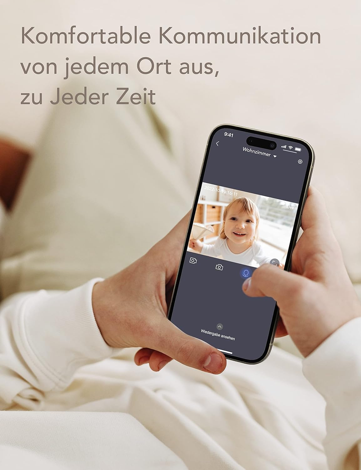 Nooie Telecamera IP Wi-Fi telecamera di sorveglianza 1080P per interni con app e rilevatore di movimento visione notturna per controllare i bambini 2 vie Audio Cloud Service