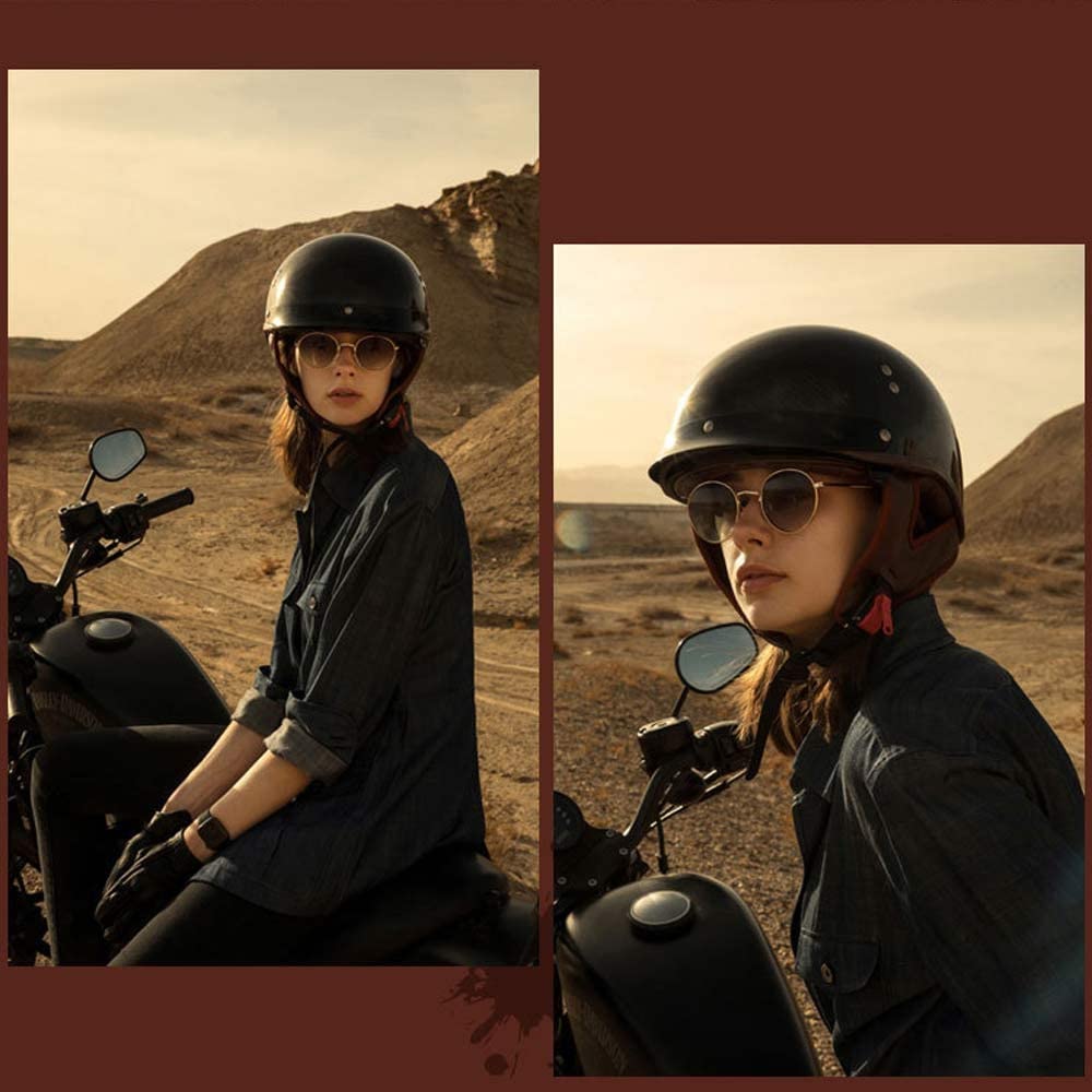 Kask półskorupowy motocyklowy w stylu retro, typu jet z osłoną przeciwsłoneczną, dla dorosłych mężczyzn i kobiet, motorower typu cruiser, ATV, M~XXL