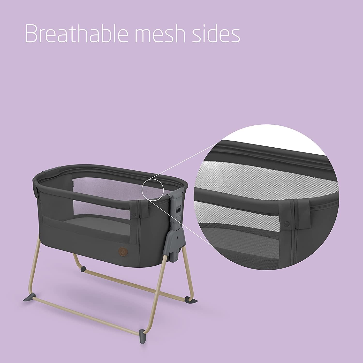 Maxi-Cosi Tori Co-Sleeper 2 en 1, Cuna de Noche, 0-6 Meses, 0-9 kg, Plegable ultracompacto, Ligero, 5 Posiciones de Altura, portátil con Malla Transpirable, Cuna de Viaje, más allá del Grafito