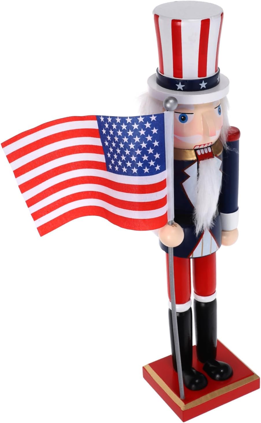 Cabilock July Wooden Nutcracker Figurine Patriotic Soldier Decoration with American Flag for Christmas Table Decor and Memorial Day Celebrations Craftsmanship