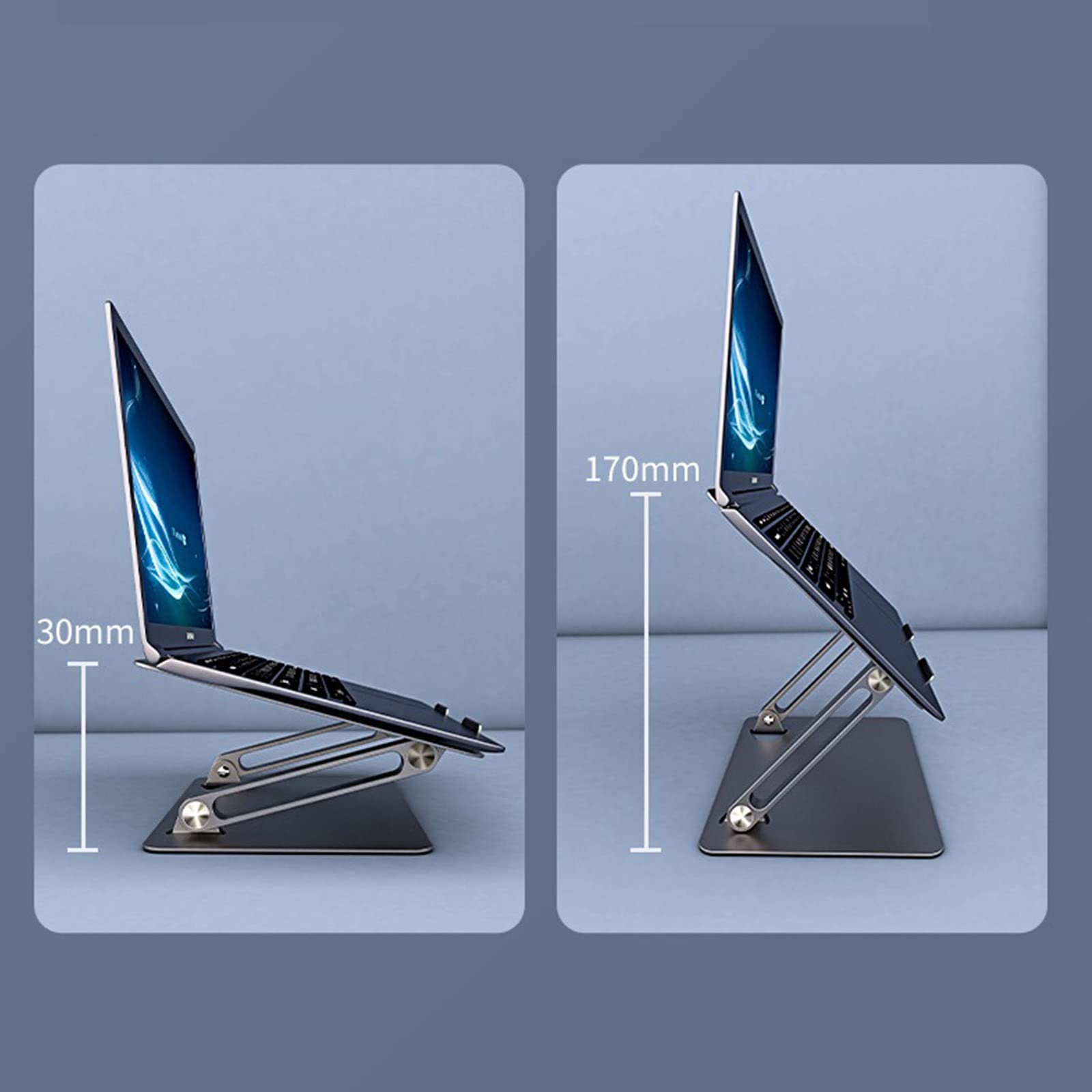 Regulowany aluminiowy stojak na laptopa, ergonomiczny, wielokątny, biurkowy uchwyt na laptopa z odpowietrznikiem termicznym do notebooka 10-17,3 cala i nie tylko