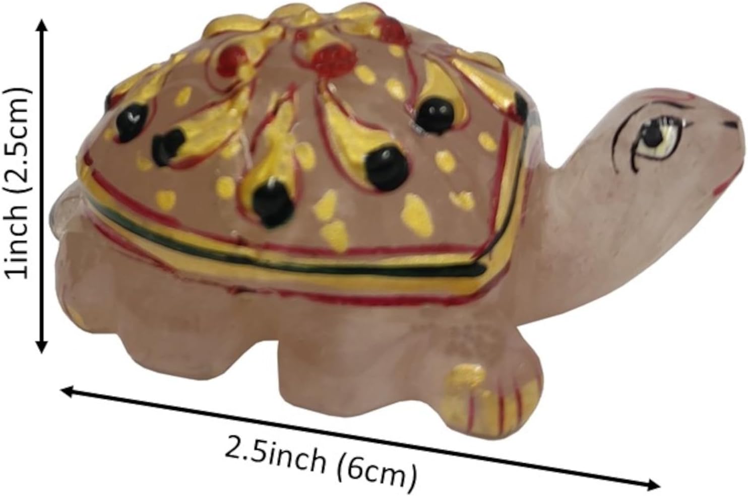 Purpledip Rose Quartz Stone Tortoise (Turtle) Statue with Gold Painting : Hand Polished Natural Healing Gemstone Rock Idol for Positive Energy (12007)
