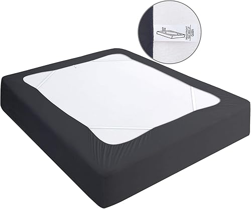 Miniatura 7 de Funda de somier, tamaño King, falda de cama de tela elástica envolvente alrededor de 4 lados, alternativa elegante para faldas de cama para