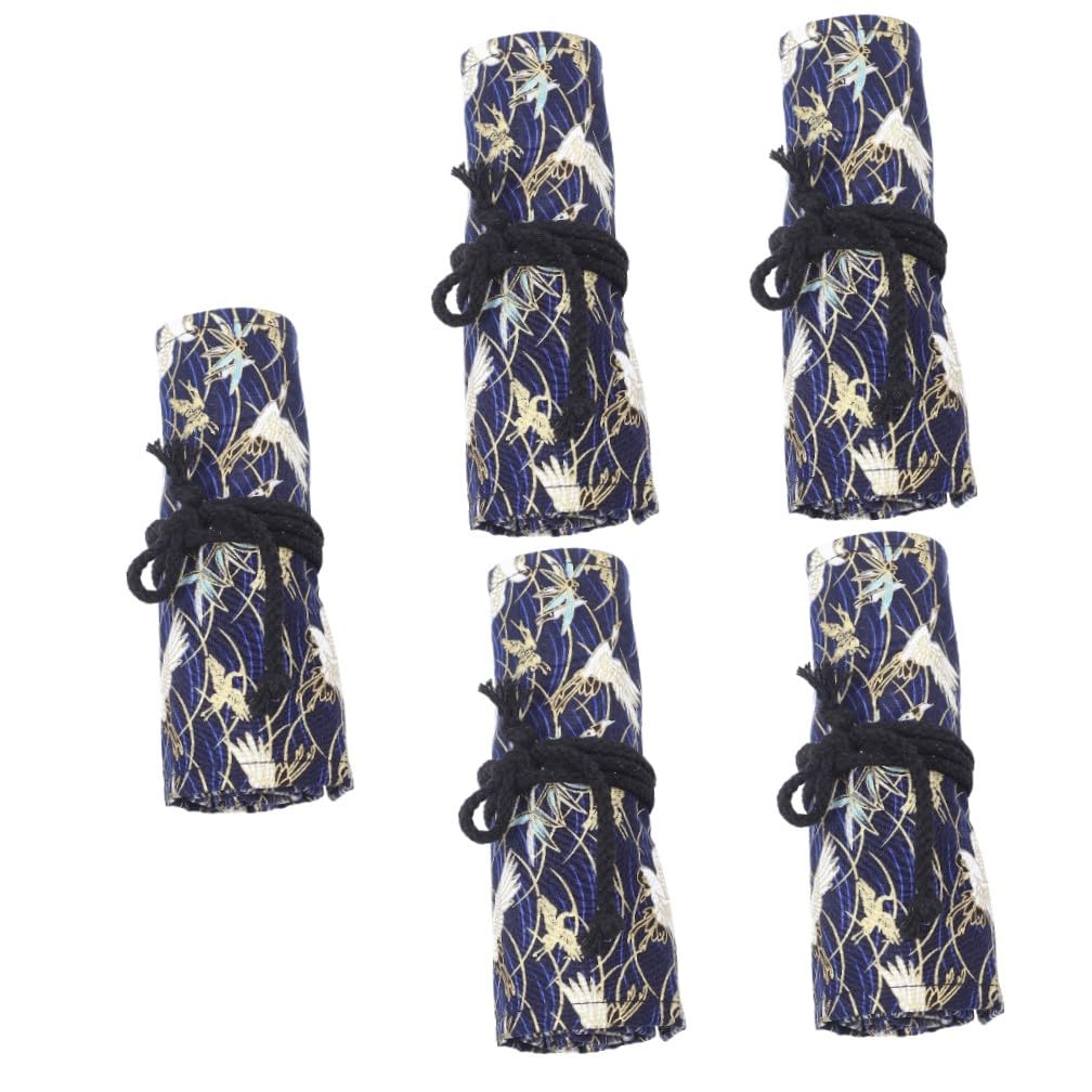 Gadpiparty 5 Pezzi Organizer per Penne Antistrappo Astuccio Arrotolabile Decorativo per Capacità Design per Scuola
