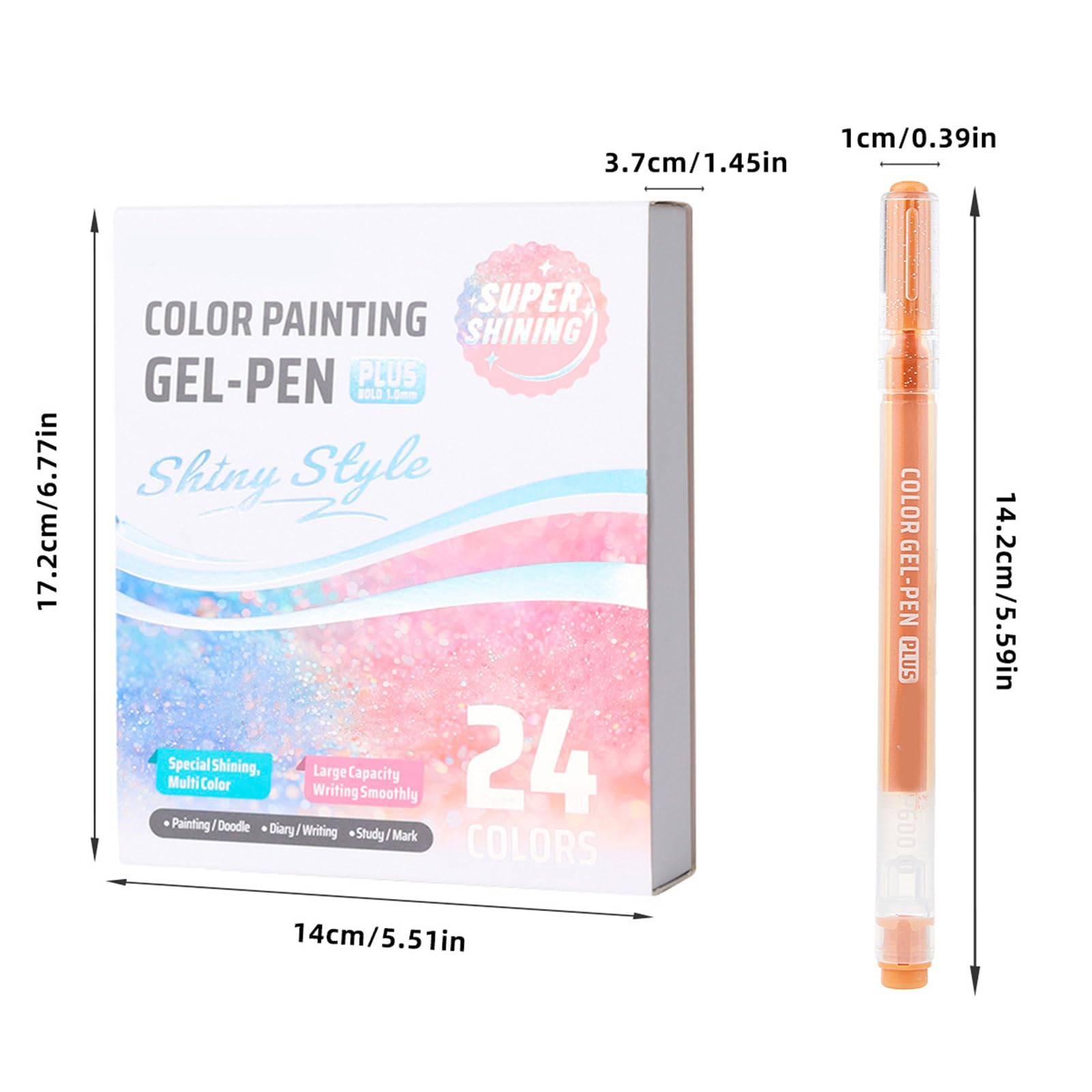 Juego de bolígrafos de gel con purpurina de 24/48 colores, 2 cajas