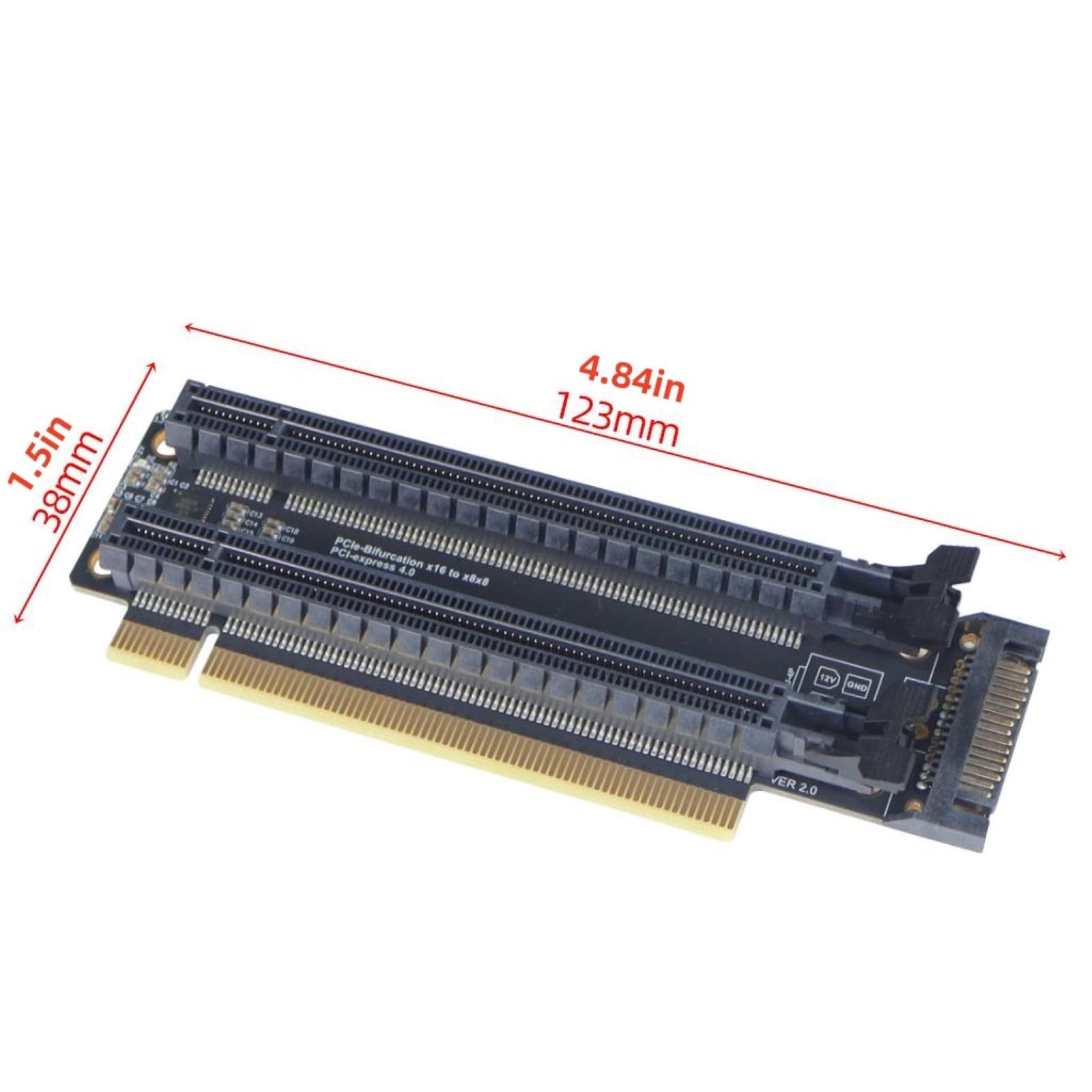 PCI-E 4.0 x16 1 to 2 Expansion Card GEN4 GEN3 Split Cads Configurable as X8X8 Mode 1-to-2 Clock Splitter IC