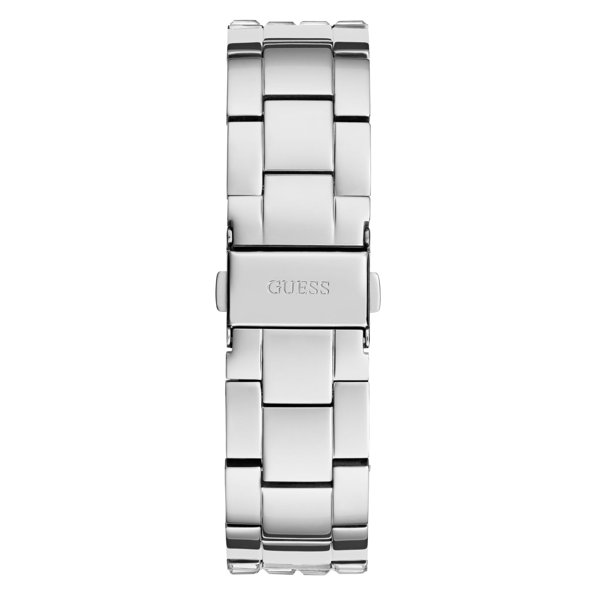 Guess Iconic 40TH Damen Armbanduhr mi Zirkonia in der Farbe Silber mit Armband aus Edelstahl, Wasserdichtigkeit: 5 bar, Gehäusedurchmesser: 40 mm, GW0812L1