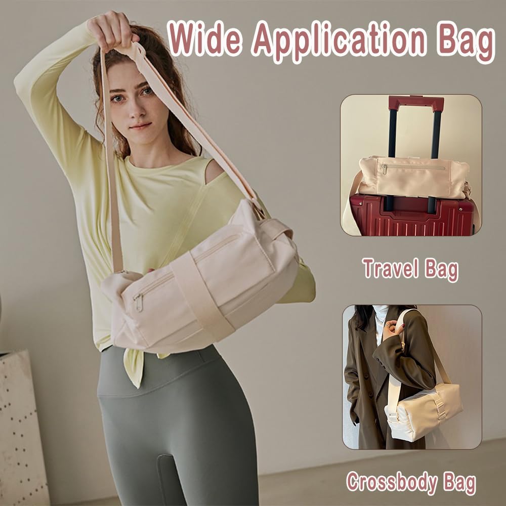 Borsone Palestra Piccola per Donna/Uomo, Woukksy Piccolo Borsa Sportiva Impermeabile per Yoga, Nuoto, 8.1L Oxford Borsa a Tracolla alla Moda Per Viaggi Di Fine Settimana, Pendolarismo (Bianco)