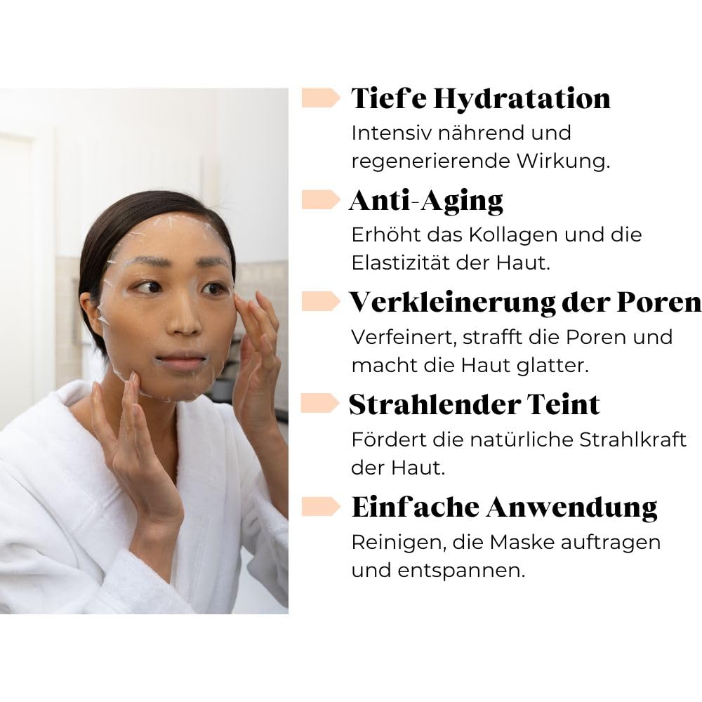 Dermaroller Hyaluronsäure Gesichtsmaske gegen trockene Haut - 1 x 10 Stück (10er Pack) - Skincare (Premium) Spendet Feuchtigkeit, mildert Falten, unterstützt die Kollagenbildung