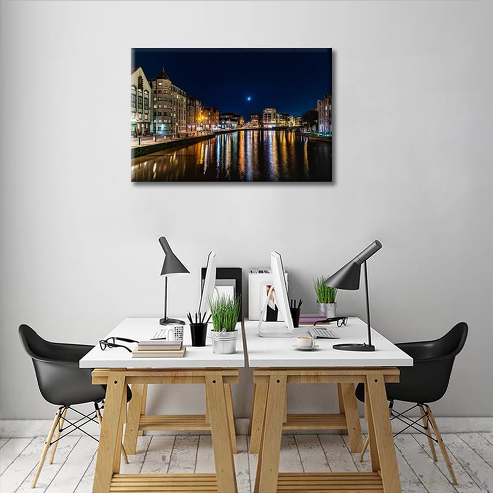 City Skylines in the United Kingdom Wall Decor, 1 Panel Leith Near Edinburgh Print for Bedroom and Living Room - Image 3