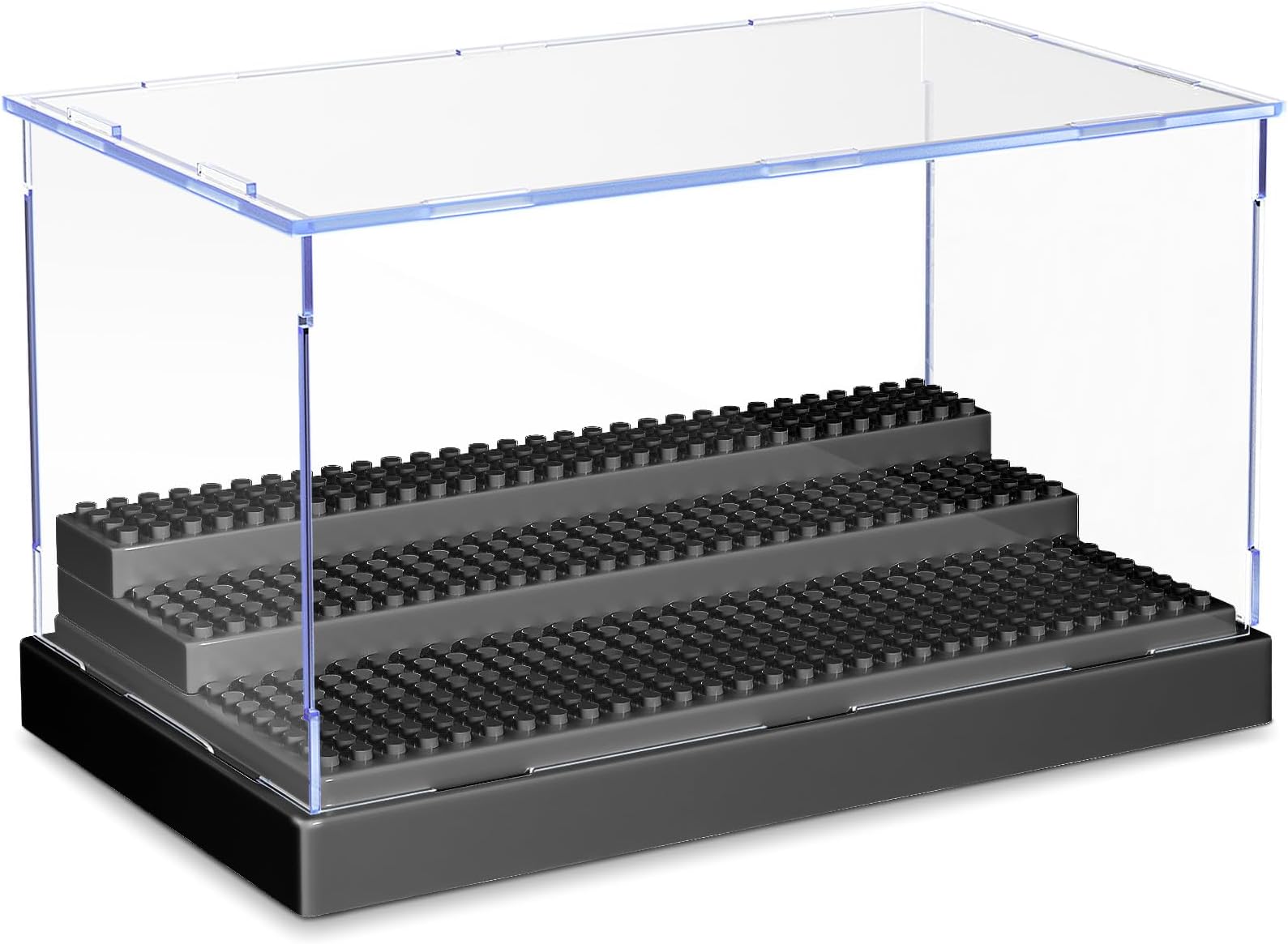 - Display Case for Minifigure Action Figures Blocks, Acrylic Minifigure Display Case Box Storage with 3 Movable Steps Gift for Kids Adults