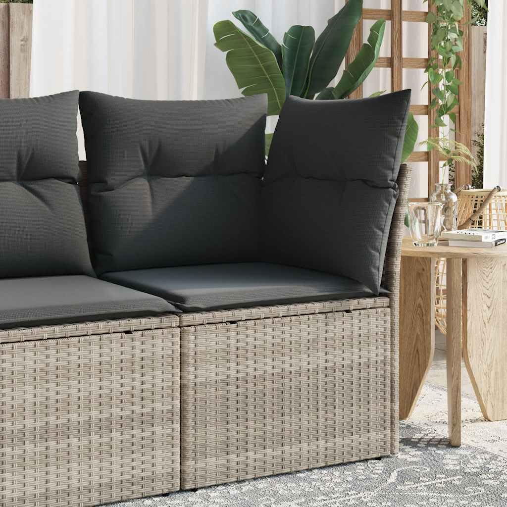 vidaXL Garten Ecksofa mit Kissen, Outdoor Sofa mit abnehmbarem waschbarem Bezug, Gartensofa mit Staufach unter Sitzfläche, Gartencouch Gartenmöbel, Hellgrau Poly Rattan