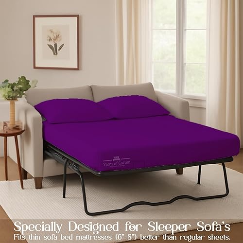 Miniatura 187 de Juego de 4 piezas para sofá cama, 100% algodón de 400 hilos, sábana bajera con bolsillos profundos, suave, sin arrugas y transpirable, calidad